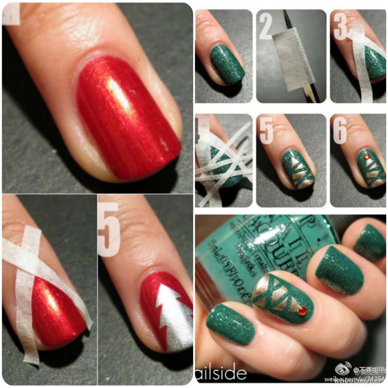 Easy-Simple-Christmas-Tree-Nail-Art-Tutorial-2012-For-Girls-1_Fotor_Collage