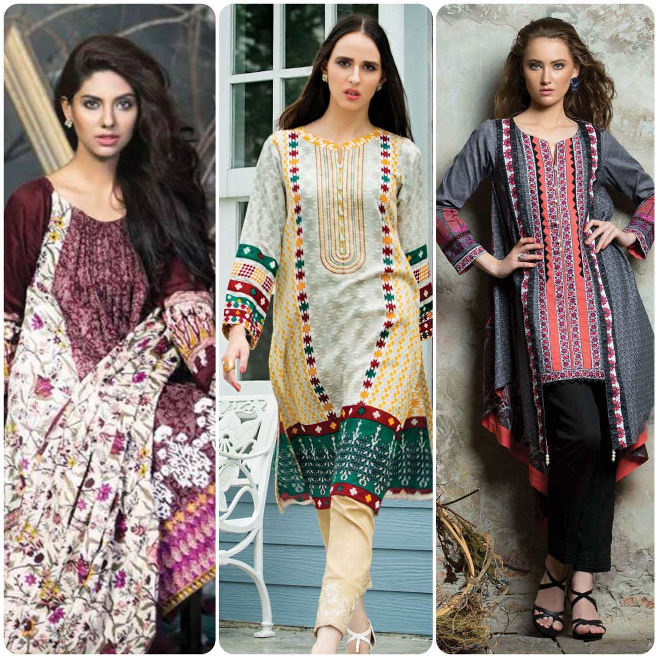 Orient Cottle Shawl and Cottle Embroidered Kurtis Collection 2015-2016