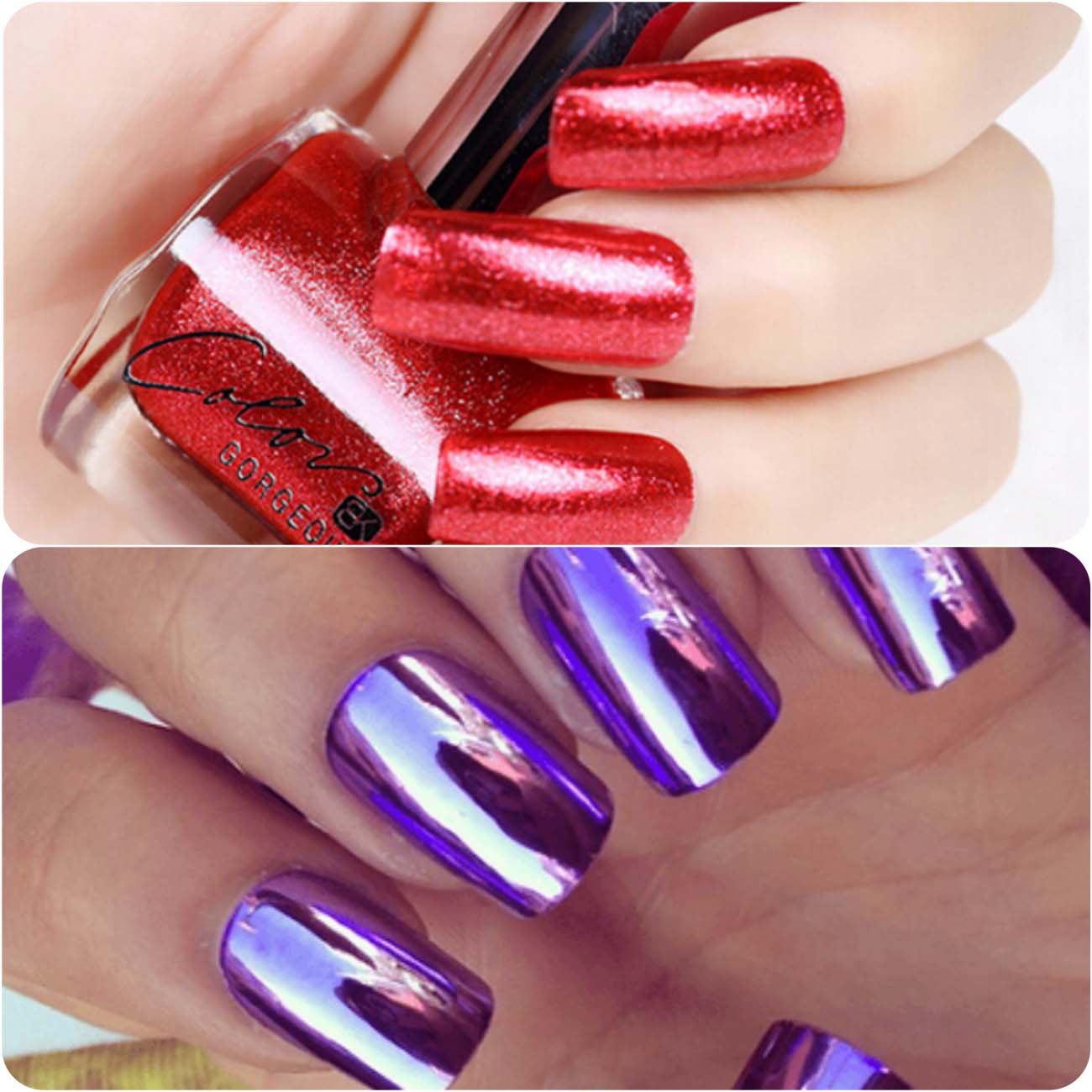 dazzling nail art with mirror effects