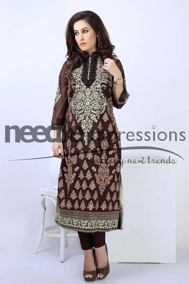 Needle Impressions Unstitched Embroidered Chiffon Collection 2016-2017