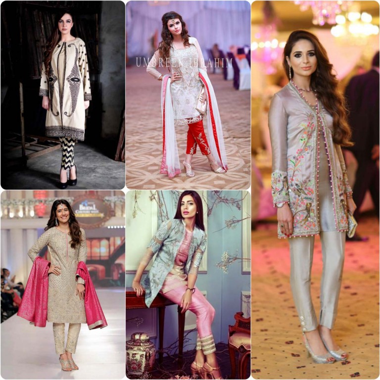 Latest Embroidered Party Wear Shirts With Trousers Designs Collection 2016-2107