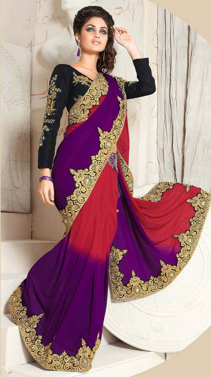 Pakistani & Indian Designers Party Wear Sarees Collection 2016-2107 (14)