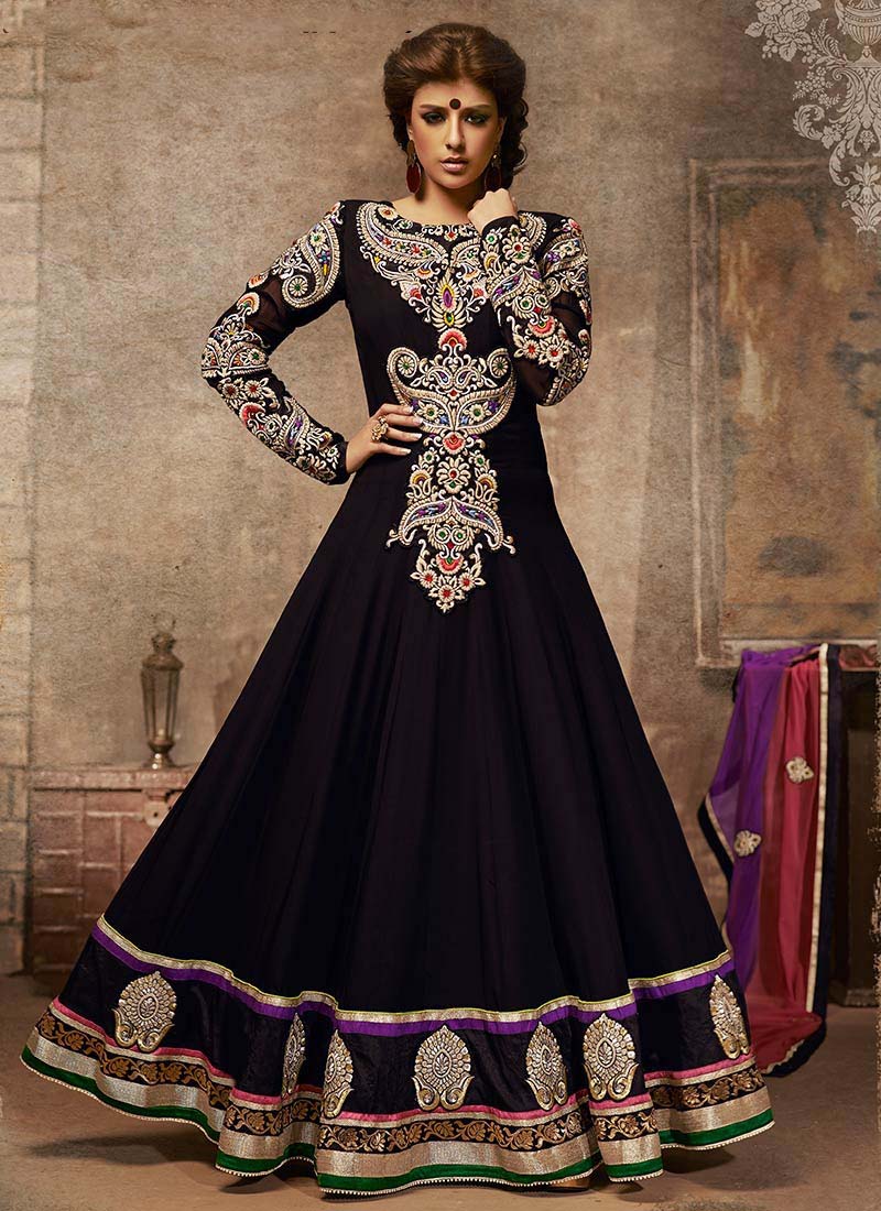 Floor-Length-Anarkali-Suits-Designs-In-Black-2015-For-Girls