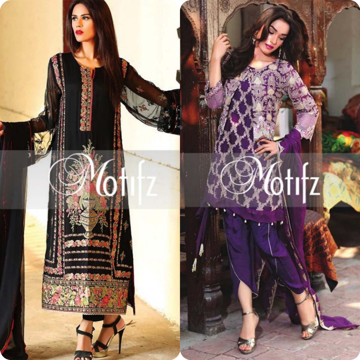 Latest Motifz Embroidered Crinkle Chiffon Eid 2016 Collection for Women (13)