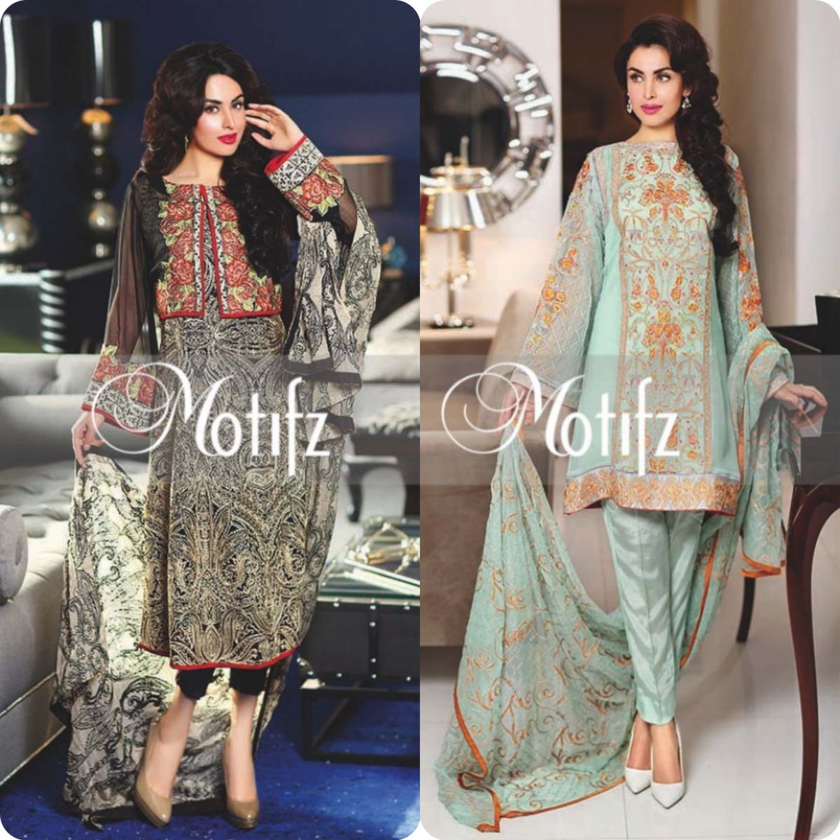 Latest Motifz Embroidered Crinkle Chiffon Eid 2016 Collection for Women (3)