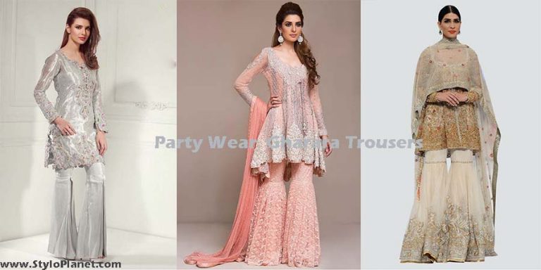 LATEST PARTY WEAR EMBROIDERED SHARARA PANTS & TROUSERS 2018-2019 DESIGNS