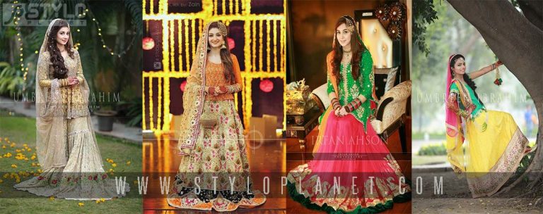 Unique Bridal Mehndi Dresses Design Collection 2017-18 for Pakistani Weddings