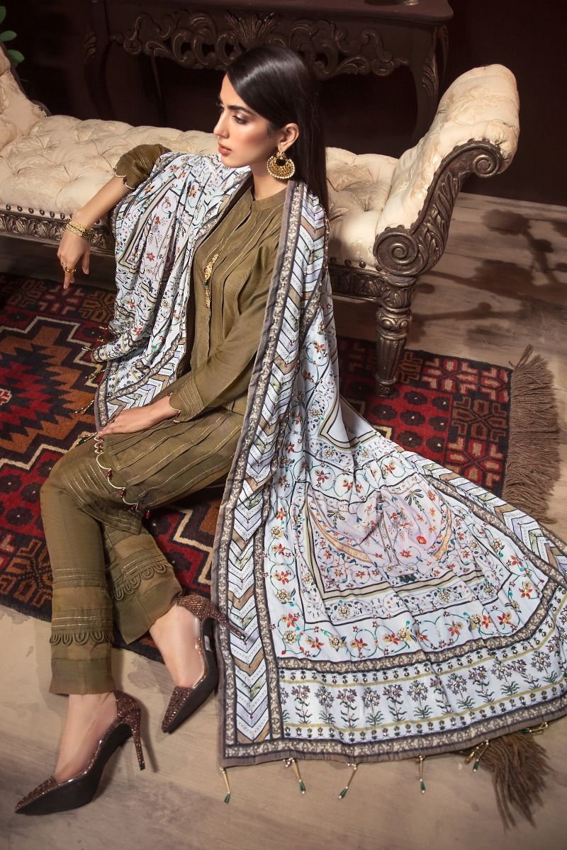 Gul Ahmed Luxury Embroidered Velvet Dresses and Shawls Collection 2020